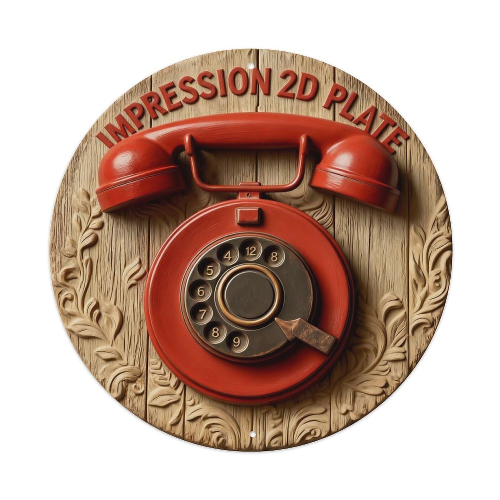Zlatcbu Vintage Red Telephone On Wood Background Metal Tin Sign Retro Wall Art Poster, Decor For Home Living Room Bar Cafe Garage, 8X8 Inch