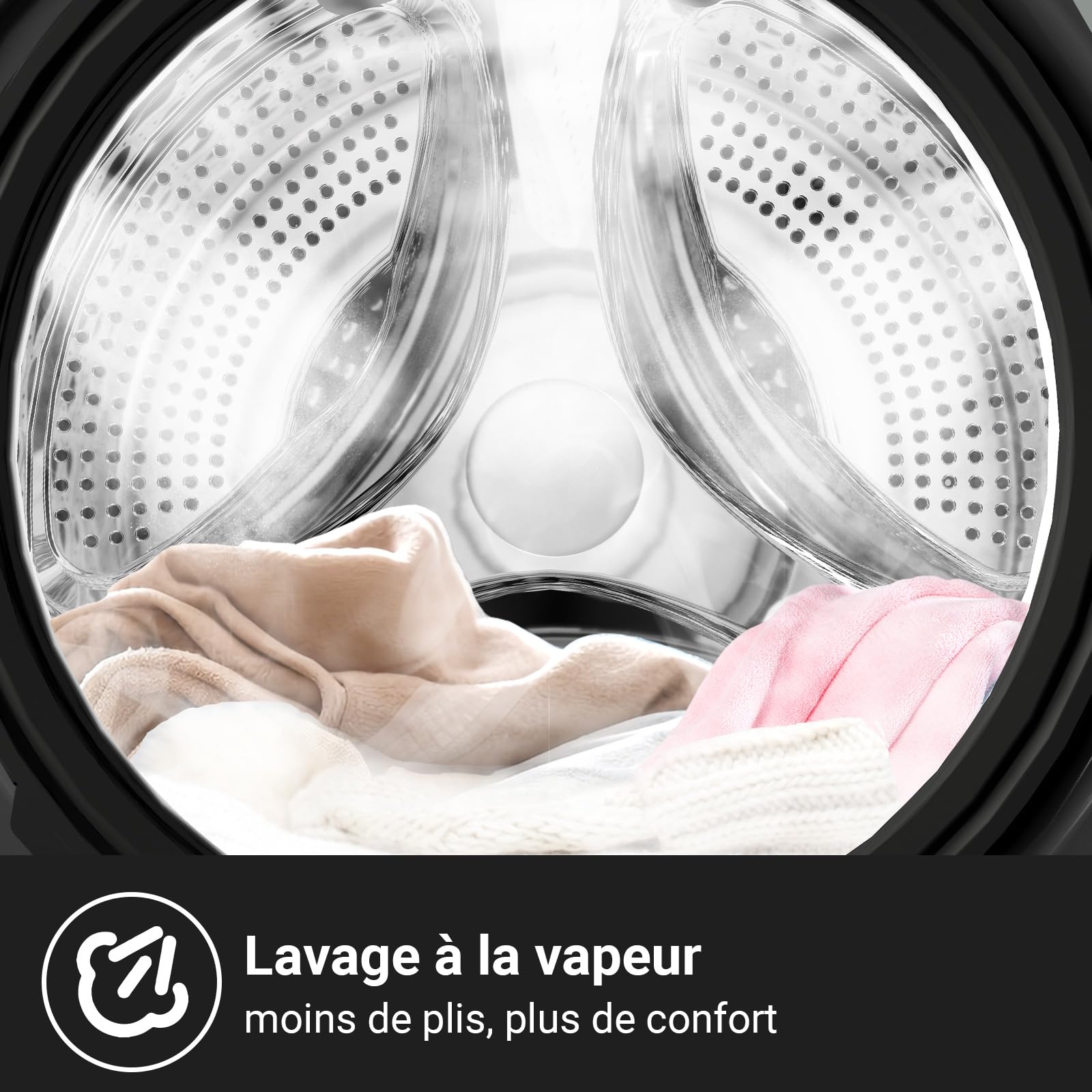 CHiQ Lave-linge CFL80-14586IM3XA 8 kg 1400 tr/min Classe A-15% Moteur Inverter stable Programme intelligent IA Fonction vapeur Gris