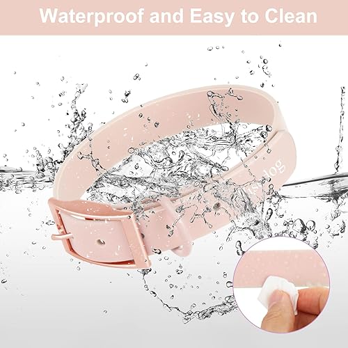 Miniatura 3 de Wisedog Collar de perro impermeable ajuste múltiple de 7 a 23.6 pulgadas, correa recubierta de goma suave, fácil de limpiar, para perros pequeños,