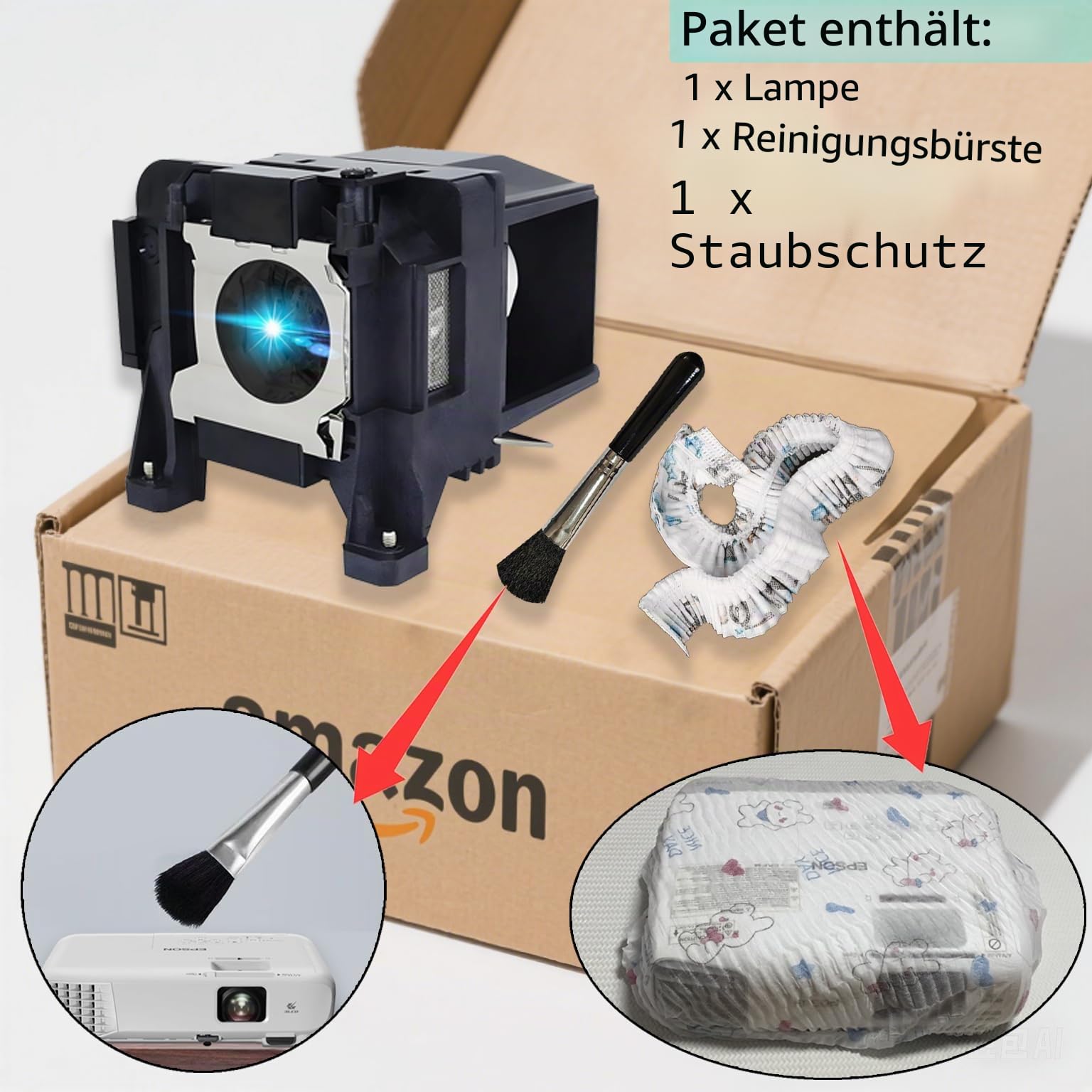 Original Ersatzlampe für Epson ELPLP89/V13H010L89 EH-TW7300,EH-TW7400,EH-TW8300,EH-TW8300W,EH-TW8400,EH-TW8400W,EH-TW9300,EH-TW9300W,EH-TW9400,EH-TW9400W,Home Cinema 4010,Pro Cinema 4040
