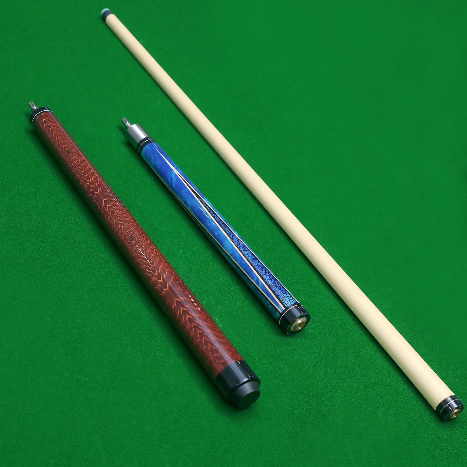 ASMPCUE Pool Cue, 58'' Billiard Cue Canadian Maple Wood Pool Cue 13mm Tips for Professional Pool Cue Players, 1/2 Maple Cue Stick for Billiard Table Sports (Blue) (Break&Jump Cue)