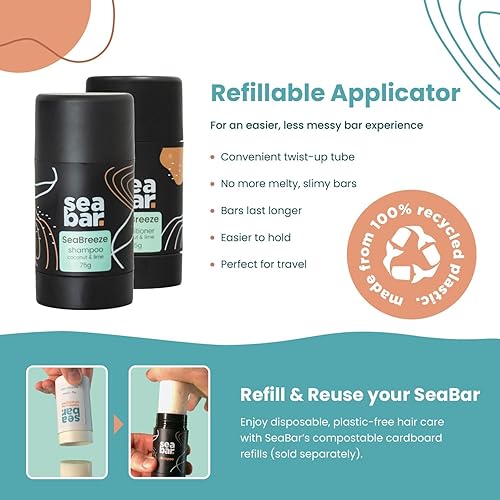 Miniatura 5 de SeaBreeze - Juego de barra de champú y acondicionador, todo natural, vegano, sin sulfatos, ecológico, cero residuos, embalaje reutilizable con