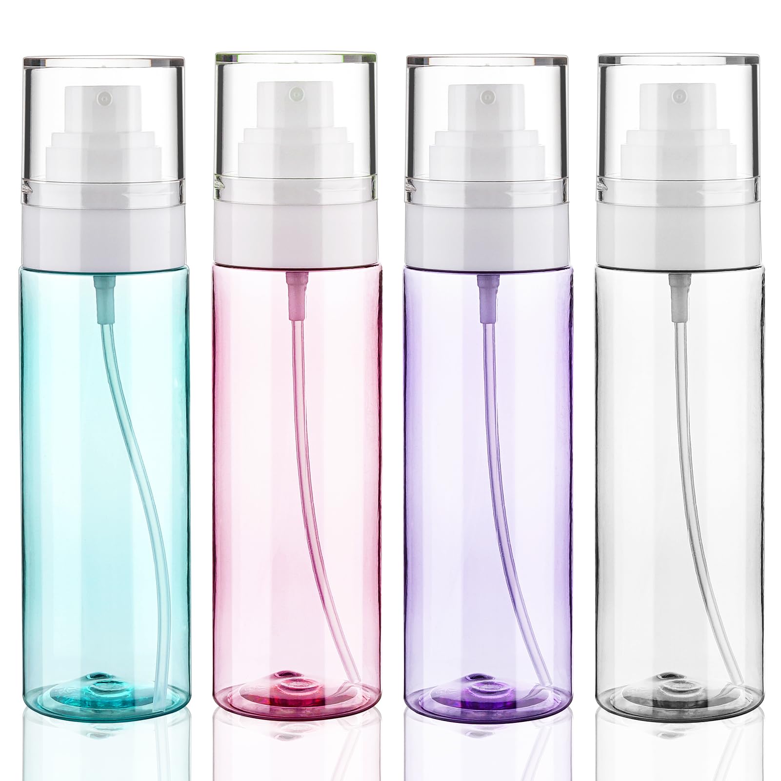 Fine Mist Spray Bottle Plastic Spray Bottles 3.4oz/100ml 4Pack Makeup Setting Spray Bottle TSA Approved Empty Cosmetic Refillable Travel Bottle Containers Sprayer for Water,Perfume（Mixed-Color）