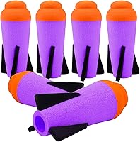 Vista 8 de Ruibytree 6 Packs Mega Missile Refill for Nerf N-Strike Elite Series, Compatible Darts Mega Missile Refill Bullets Foam Rockets for Nerf Party