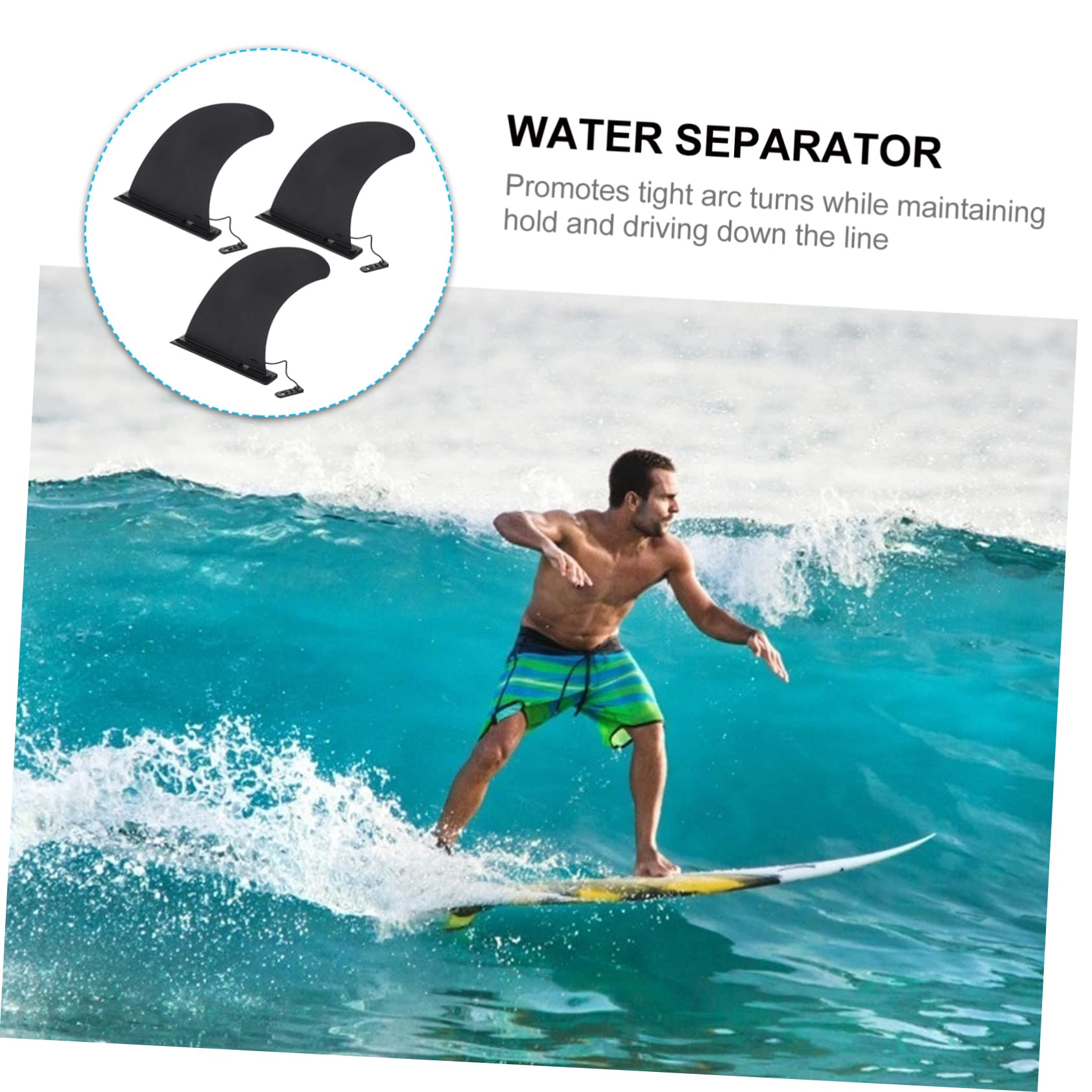 Aileron Central Amovible pour Planche de Surf, Nylon Renforcé, Fixation à Clip, Lot de 3, pour Virages Rapides et Équilibre
