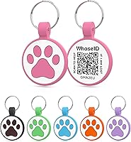 WhoseID QR Code Silicone Cat ID Tag - Customizable Online Profile, Silent Lightweight No Jingle for Small Breeds (Rose, 1")