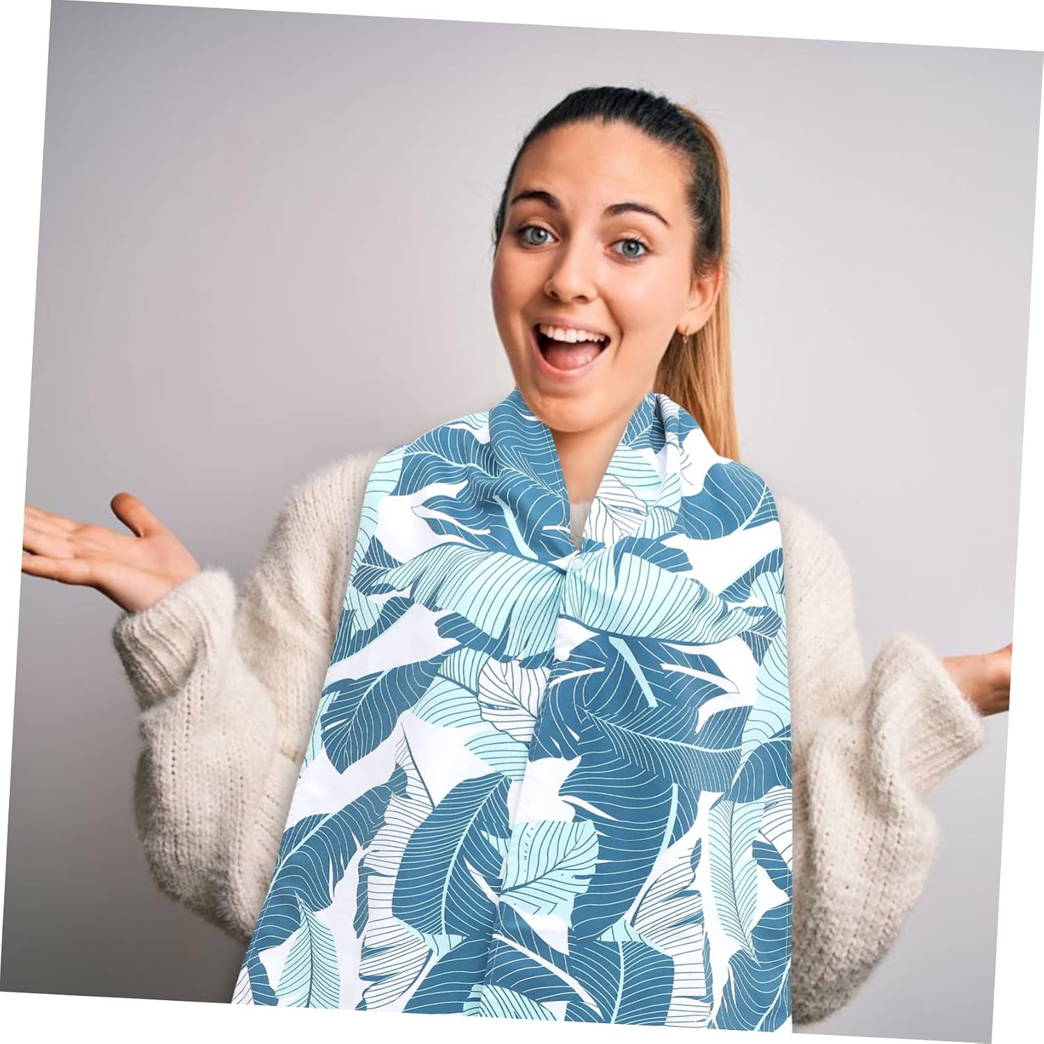 Elderly Eating Bib Cloth Dining Scarf Pattern Washable Bib for Adults Men Women