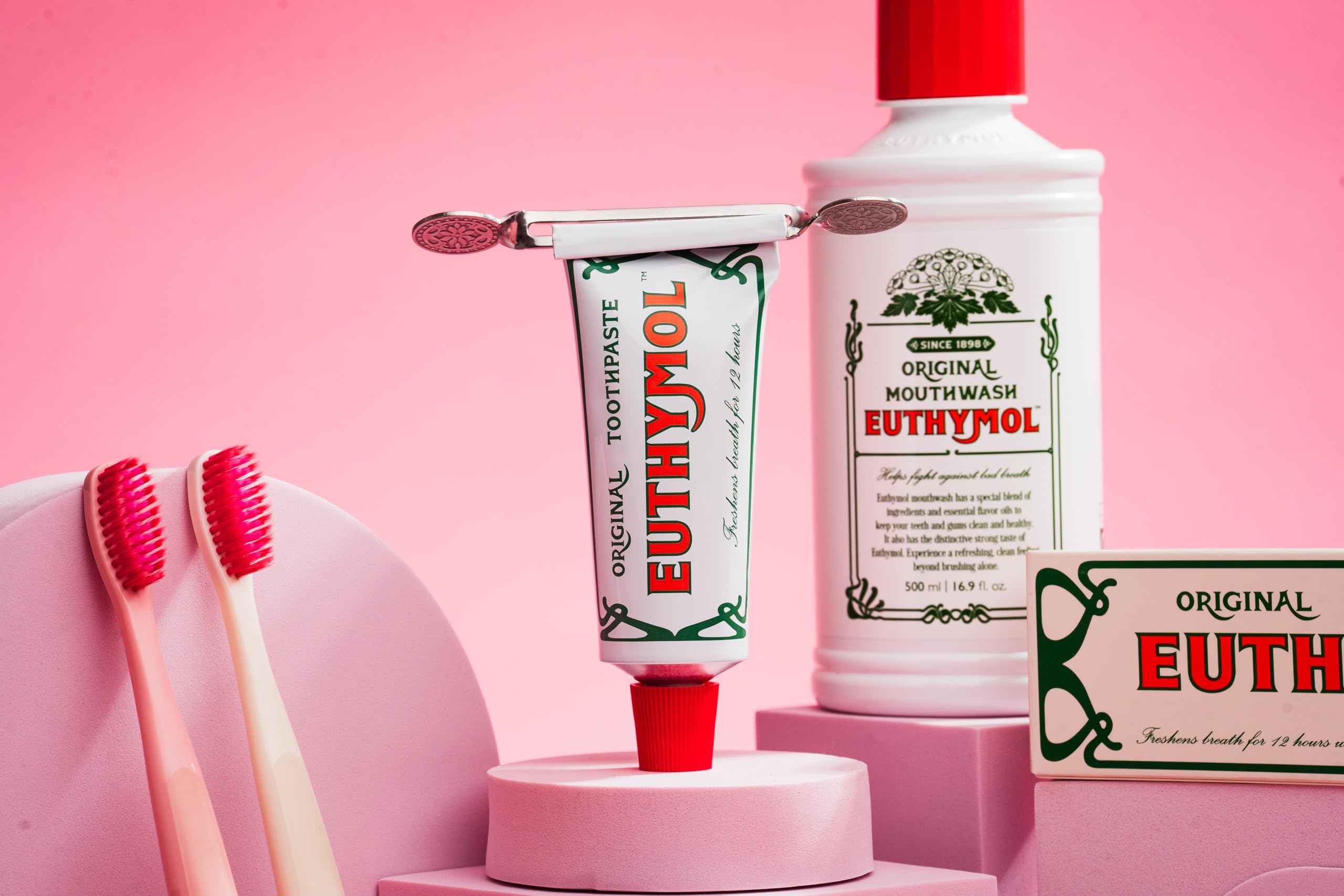 Euthymol Klasyczna wyciskarka do pasty do zębów x 3, wyciskacz do wałków z dozownikiem, plastikowe aluminiowe pasty do zębów z metalu, akcesoria łazienkowe
