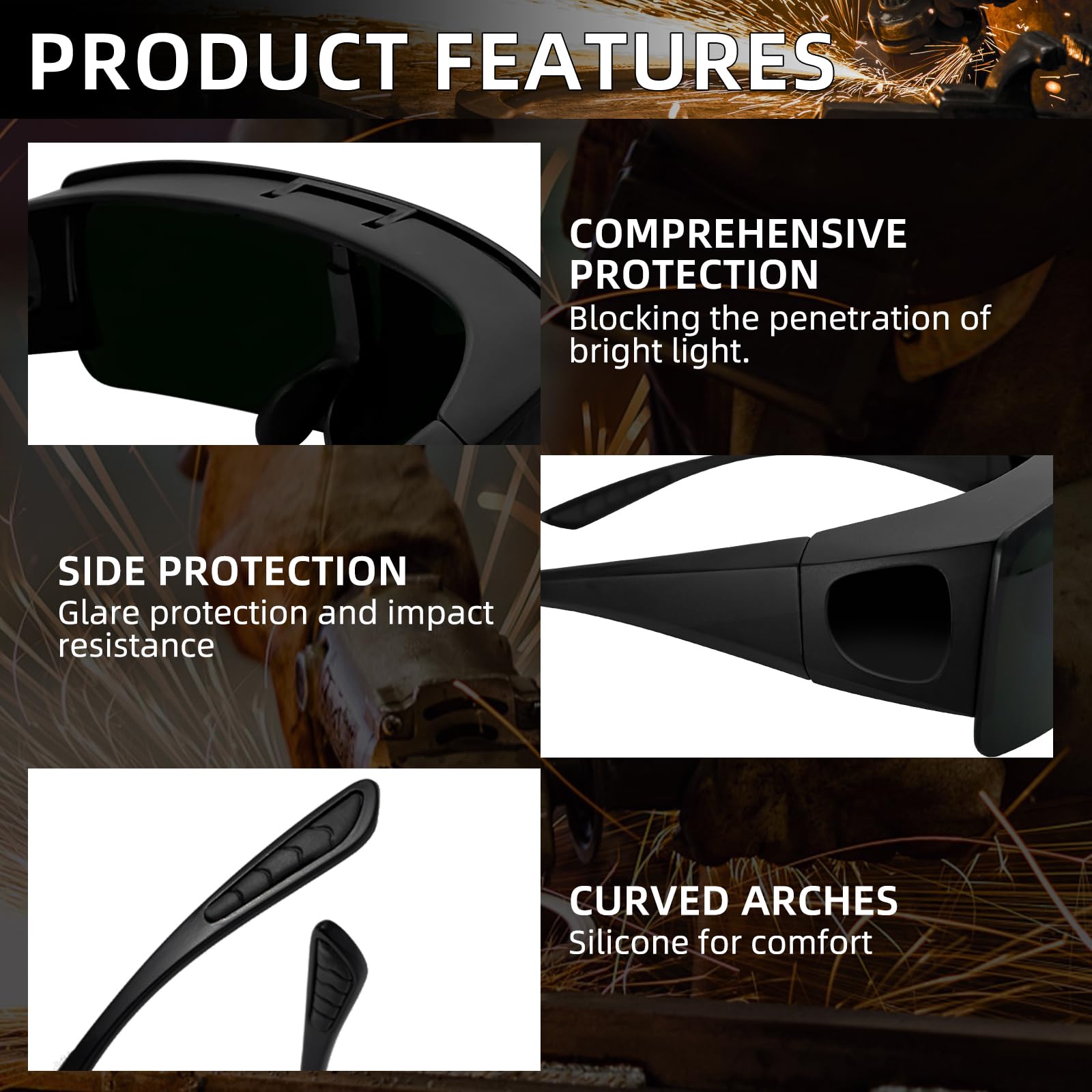 Gafas de soldadura para hombre, gafas de soldadura abatibles, sombra 8, protección UV/IR para soldadura de arco, MIG/TIG, corte de plasma y molienda de metal con estuche de almacenamiento