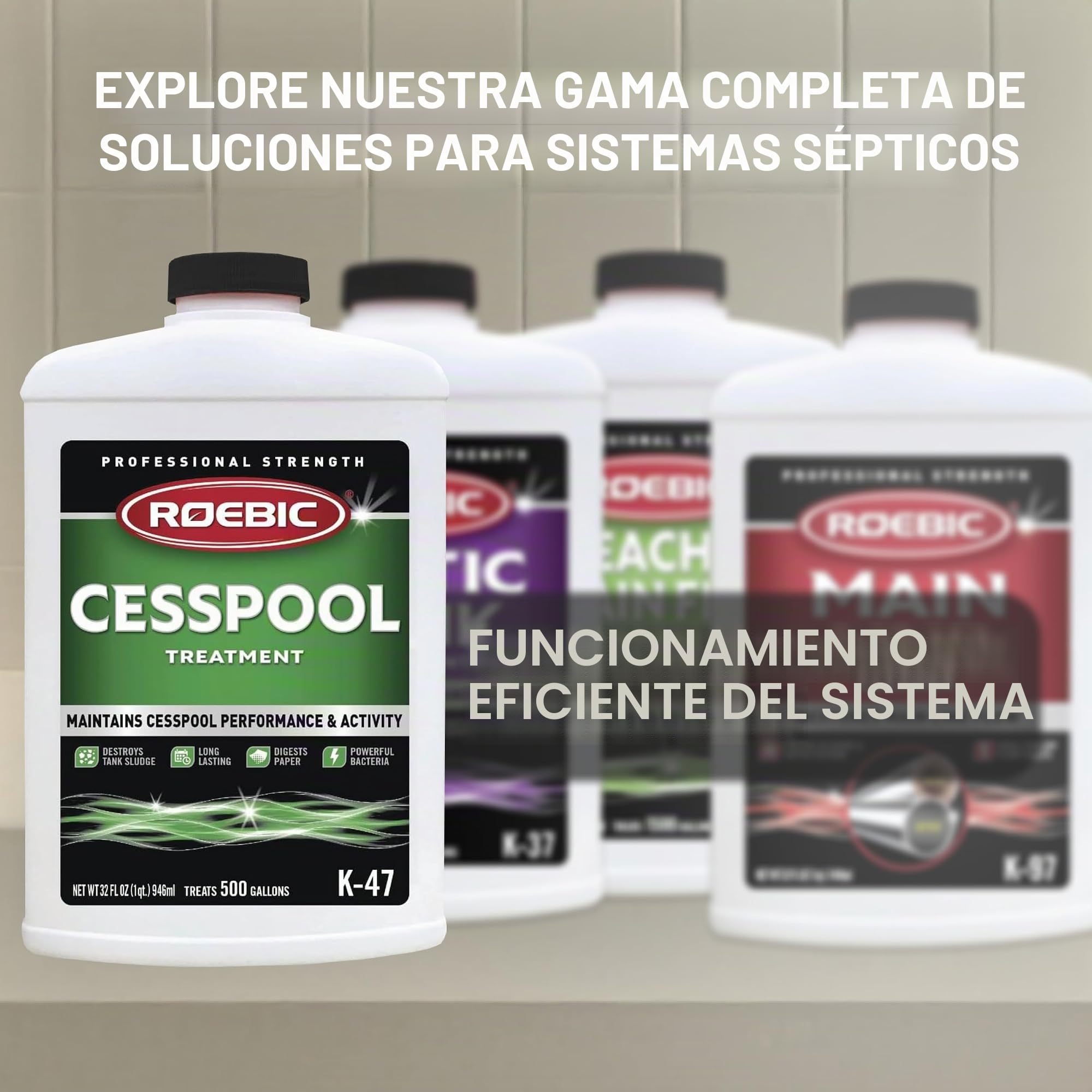 Roebic K-47-4 K-47-Q-Tratamiento de pozo negro que evita la obstrucción y la acumulación, bacterias exclusivas digiere el papel y destruye el lodo, 32 onzas, sin información