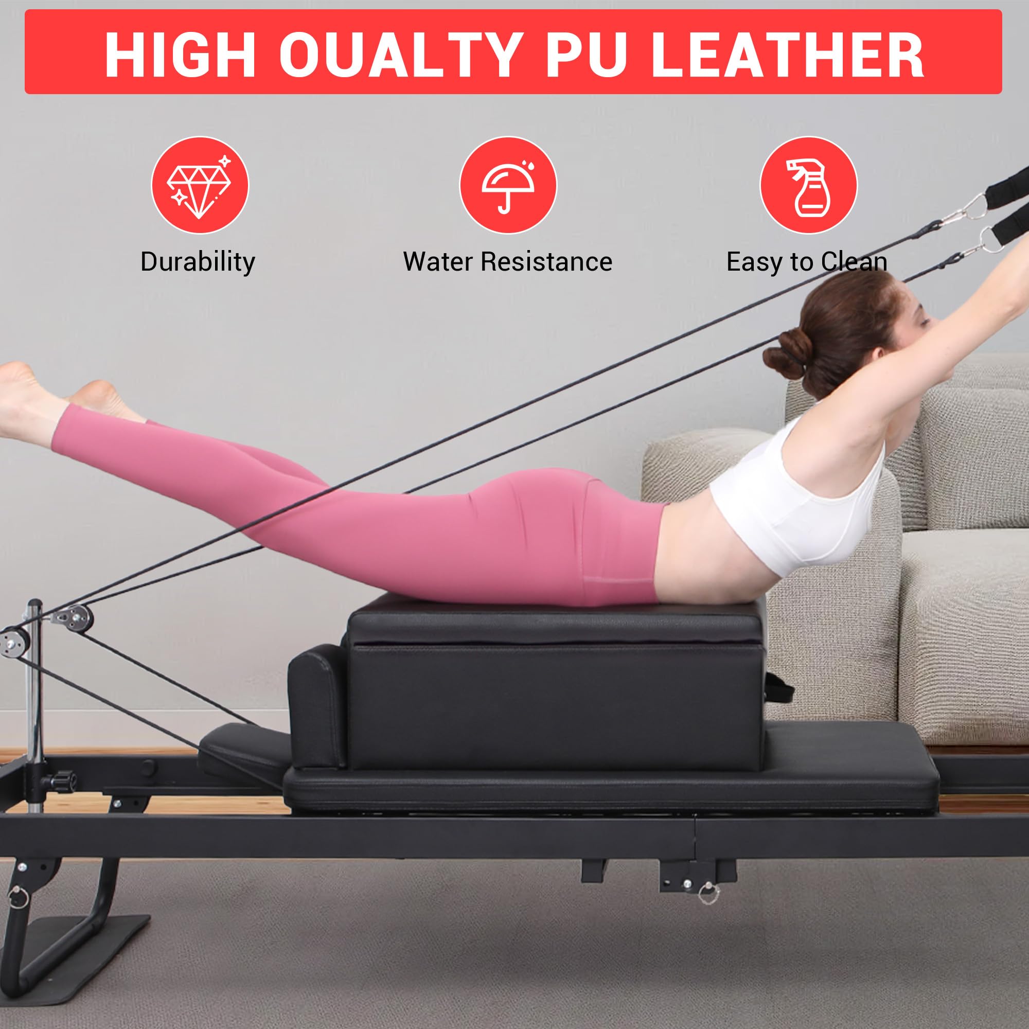 Caja de asiento para pilates y pilates, de poliuretano y madera, con asa, para corrector postural, silla combinada