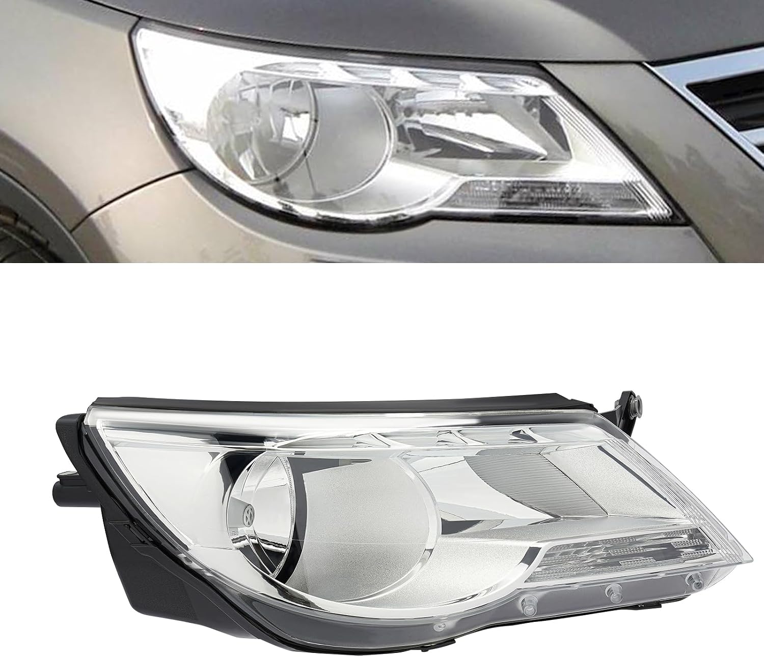LYNICESHOP Halogen Headlight Assembly for 2009-2011 Volkswagen Tiguan, Right Side Set Compatible with Halogen Models Replacement for OEM 5N1941032AC (Right Passenger Side)