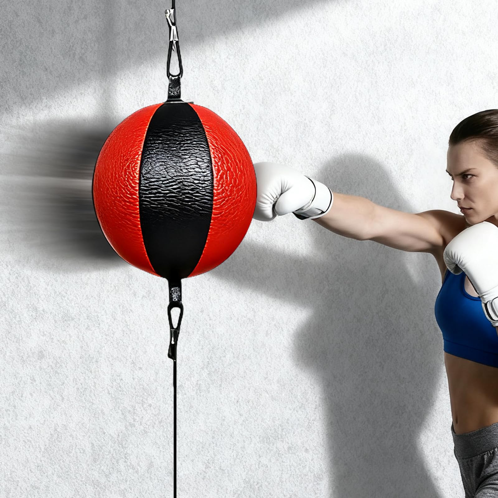 Ensemble de balles de boxe à double extrémité pour la boxe et l'entraînement MMA, avec pompe et fermetures de sécurité, noir et rouge, diamètre 20 cm, appareil d'entraînement réflexe pour la