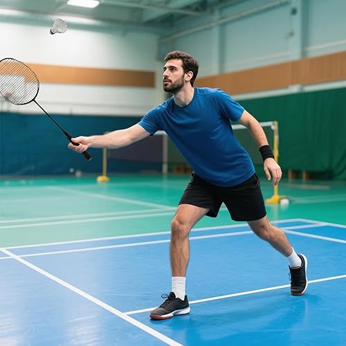 Miniatura 5 de Raquetas de bádminton, juego de raquetas de bádminton, de fibra de carbono, de una sola pieza, ultraligeras de 2.89 oz, raqueta de entrenamiento de