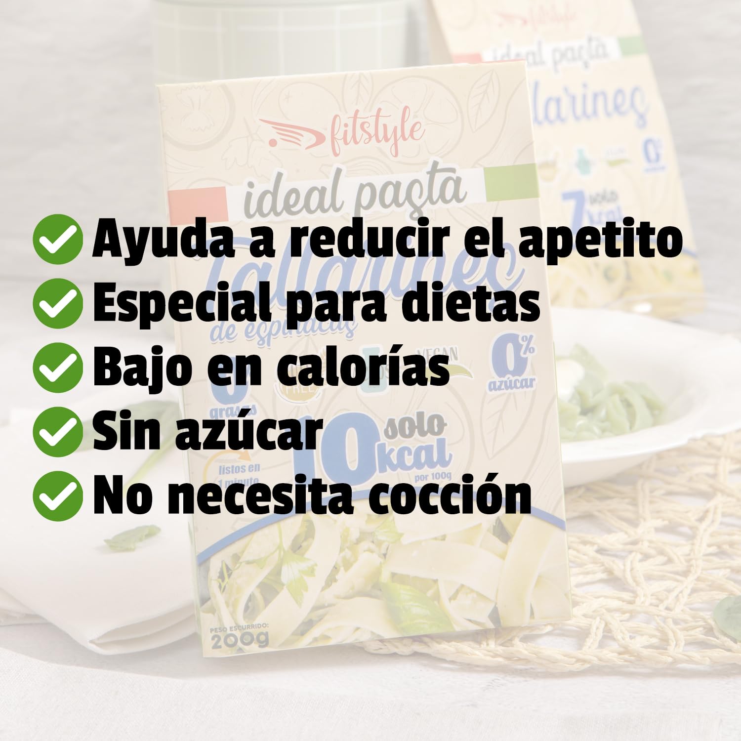 (x6) Pasta Konjac FITstyle | Konjac | Sin calorías | Saciante | Escurrir, aliñar y listo (6 x Spaghetti) — view 4