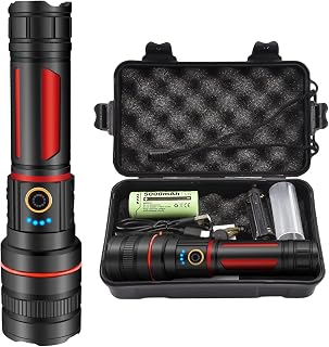 Rechargeable LED Flashlight, Flashlight 120000 Lumens with 5 Modes Zoomable IP68 Waterproof Flashlight for Emergencies, Camping