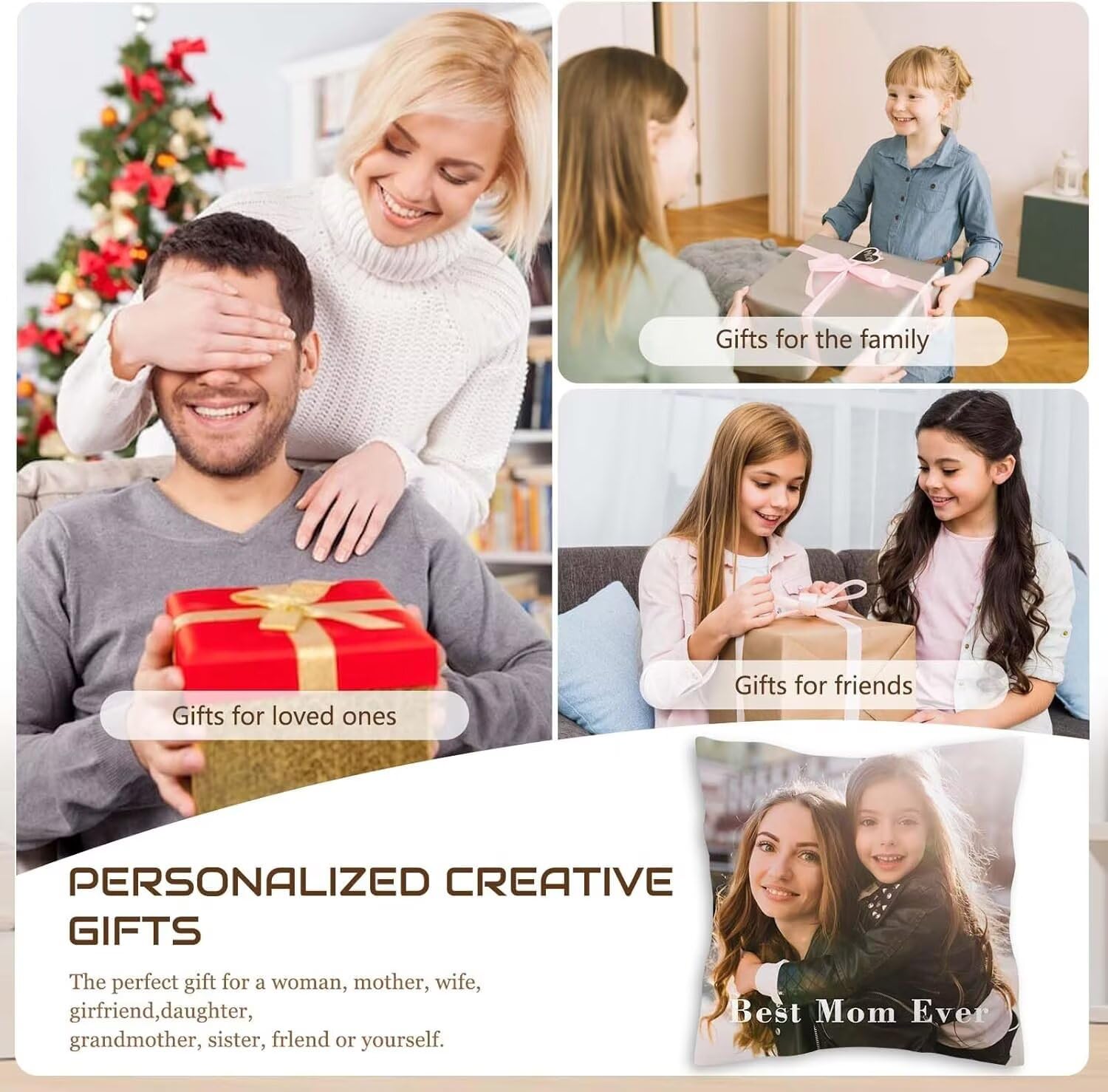 Kissen Personalisiert, Kissenbezug 60x180-Kissen mit Foto Doppelseitig Bedruckt Fotokissen, Dekokissen, Fügen Sie Jeden Bildtext Hinzu und Druck Zierkissen Sofakissen, Personalisierte Geschenke 0o-15
