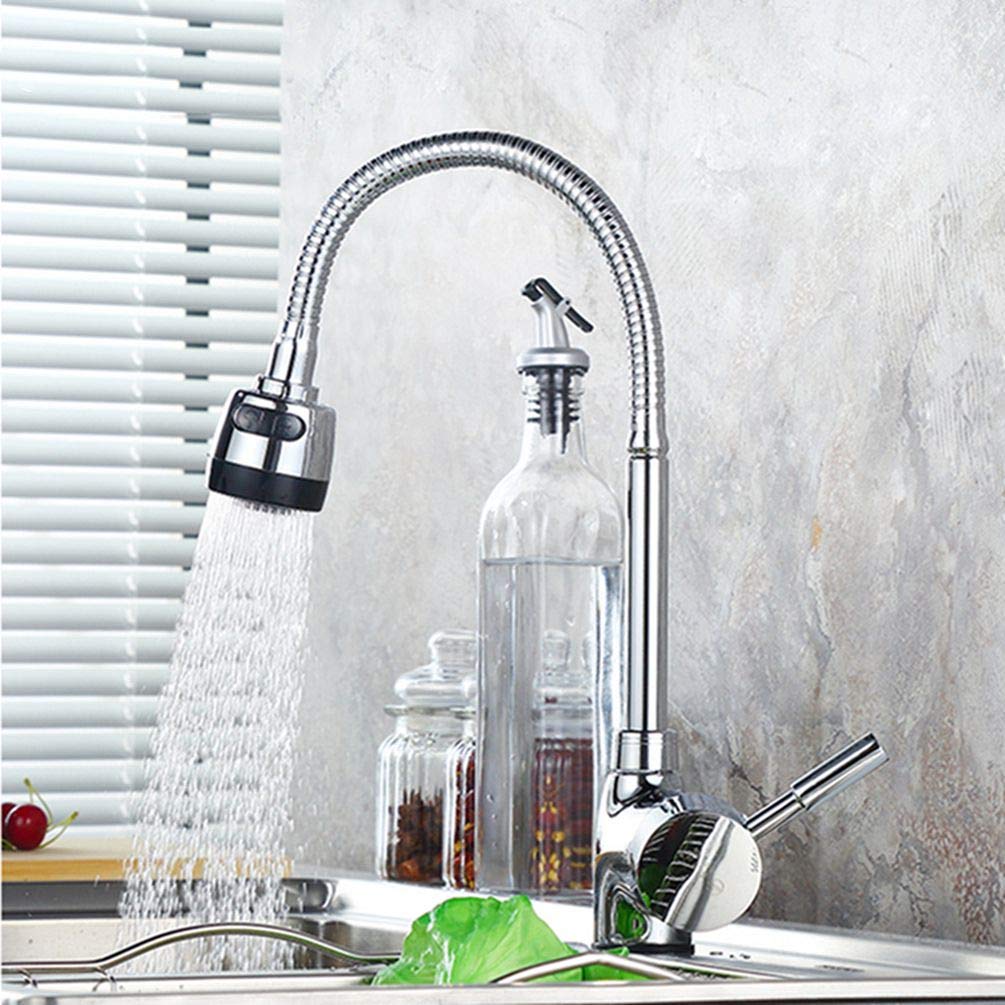 ZYCHSJXA Chrome Solid Brass Kitchen Mixer Cold and Hot Tap Single Hole Water Faucet Torneira Cozinha 360 Degree Swivel