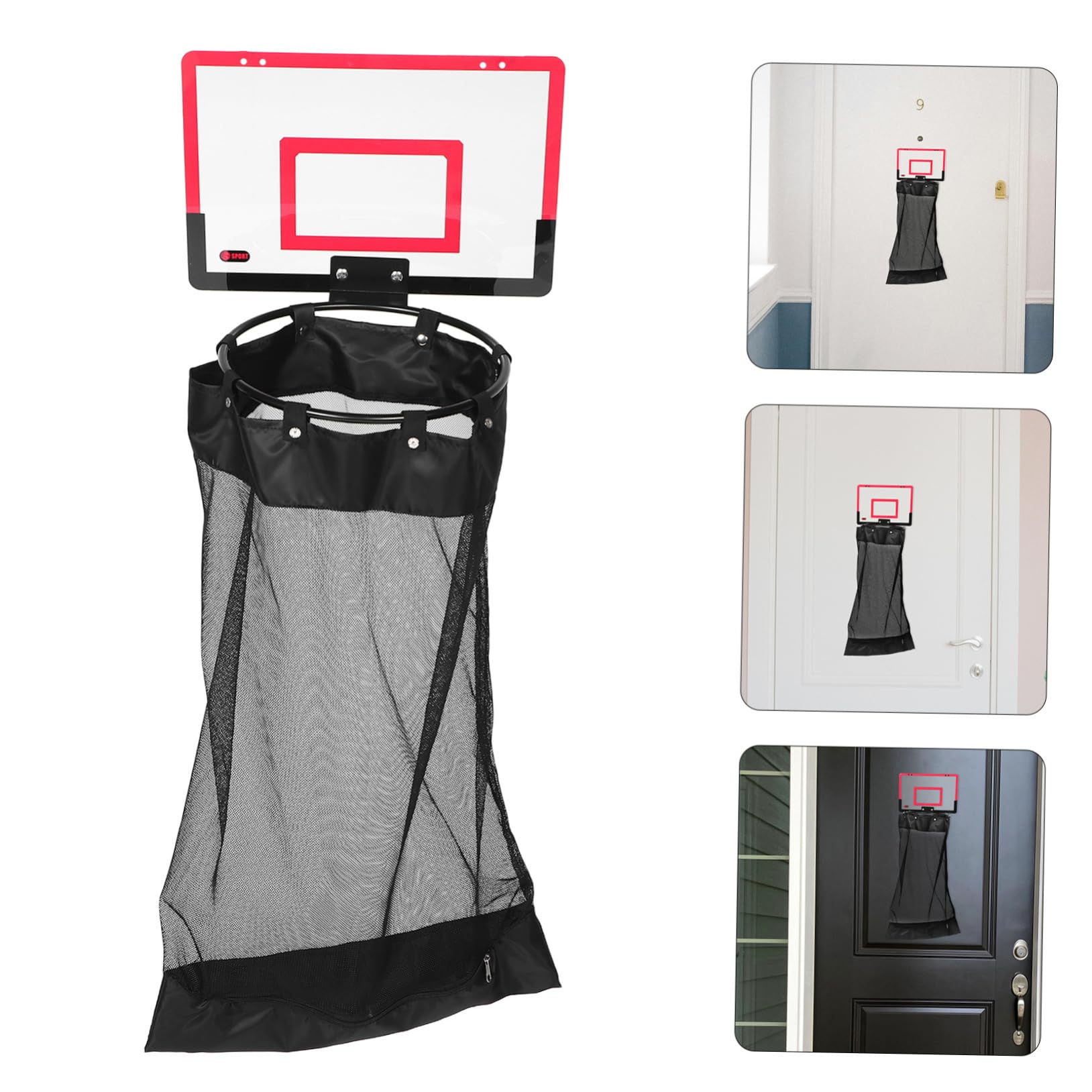 TOPBATHY Hängender Wäschekorb Basketballkorb Design Mit Reißverschluss Platzsparender Wäschekorb Aus Netzgewebe Zum Einhängen an Der Tür Für Bad Schlafzimmer Und Studentenwohnheim Organizer