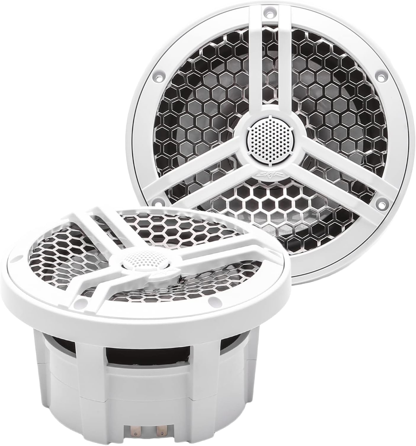 SK65M 6.5" 2-Way Marine Full Range 320 Watt Coaxial Speakers, Pair (White)