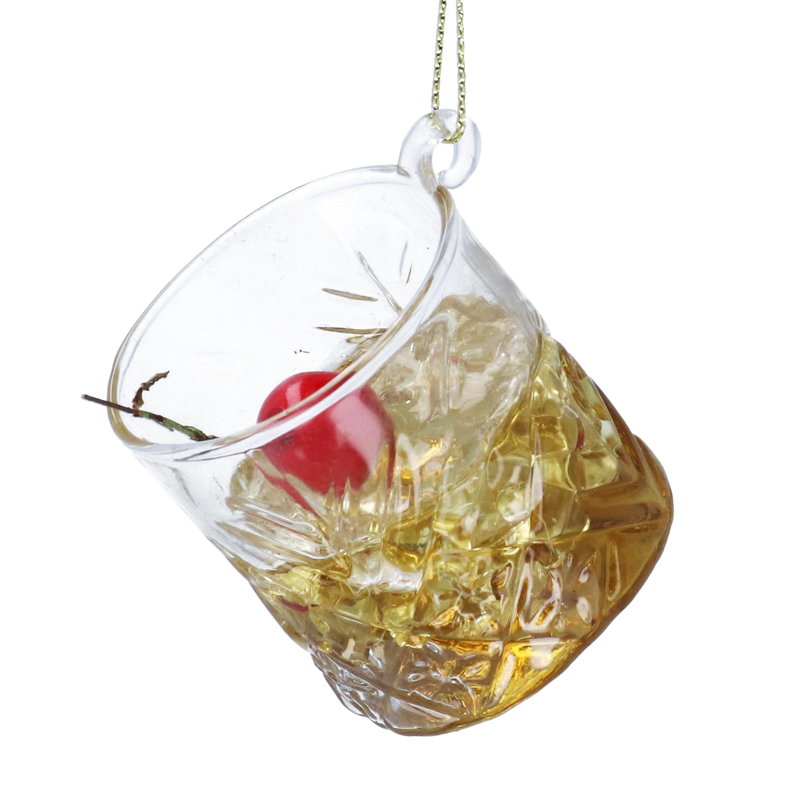Gisela Graham Glass Whisky Sour Cocktail Hanging Christmas Decoration