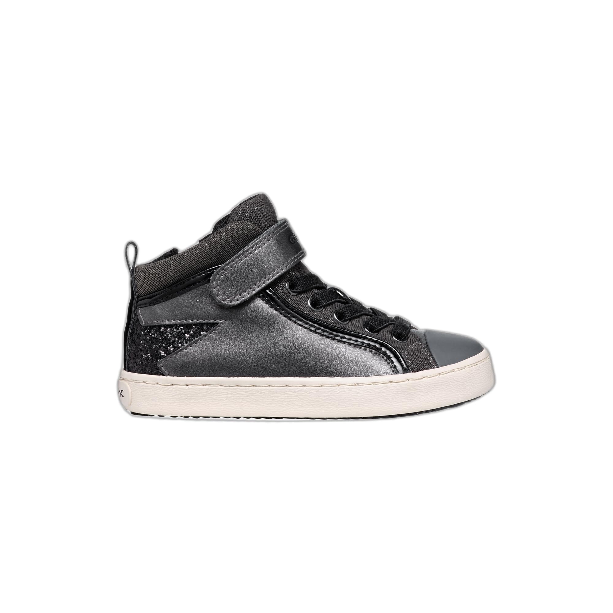 Geox Girl's J Kalispera Girl M Sneakers, Black, 3.5 UK