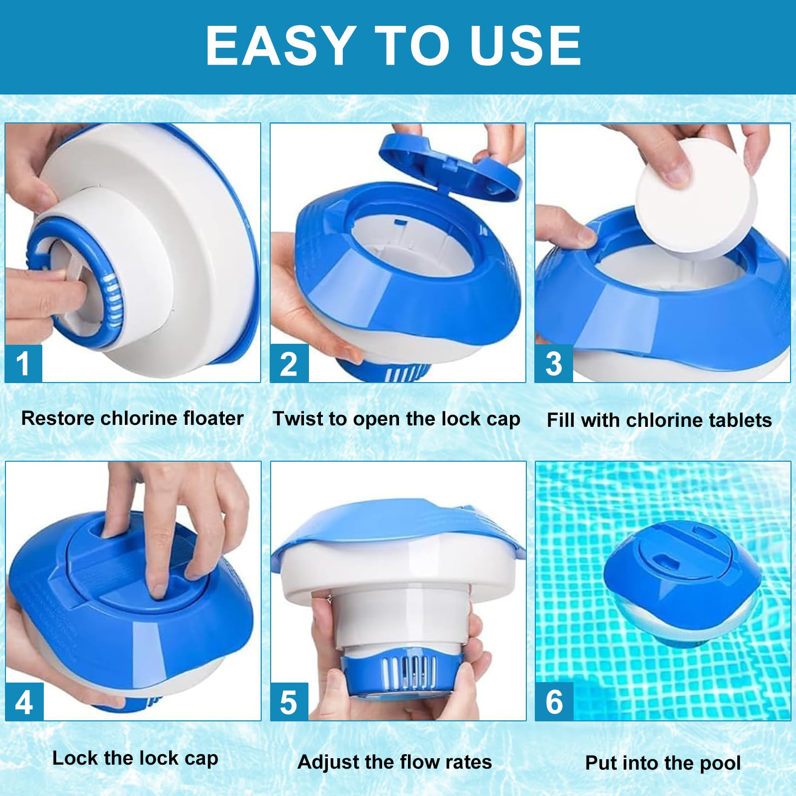 8 cali pływający dystrybutor basenowy pływający dozownik chloru pływający dyfuzor do basenów, spa, parku wodnego, wanny z hydromasażem i fontann