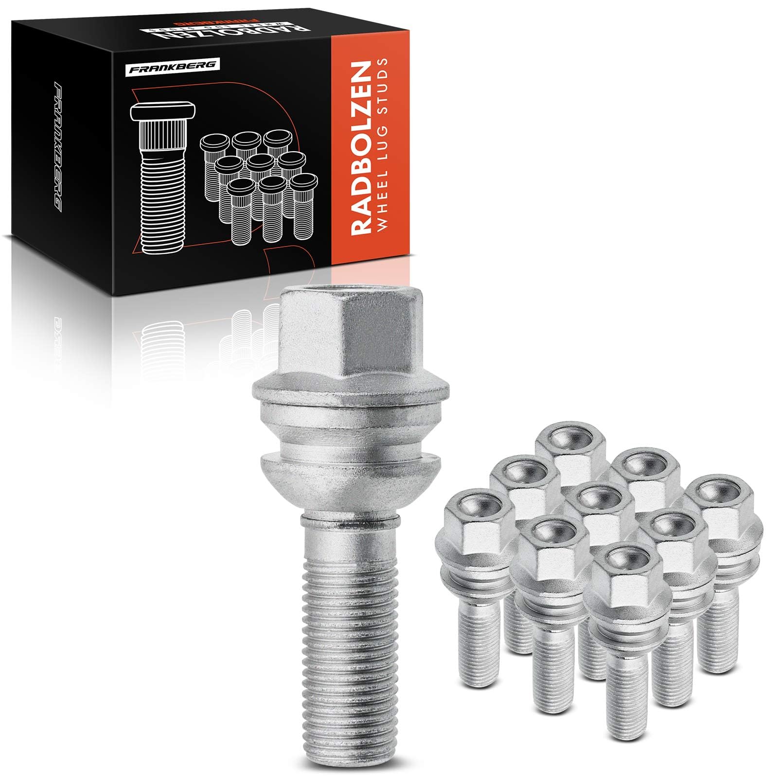 Frankberg 10x Boulon de roue M14x1.5 Compatible avec Q7 Transporter V A-m-a-r-o-k T-o-u-a-r-e-g C-a-y-e-n-n-e P-a-n-a-m-e-r-a 2002-Hetue