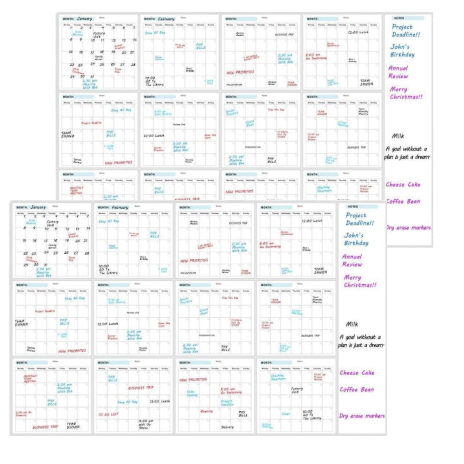 Calendrier mural extra large – Planificateur mural annuel 12 mois | Tableau mural effaçable Dry Erase, organiseur de bureau et de maison, grand planificateur mensuel pour l'école et les affaires