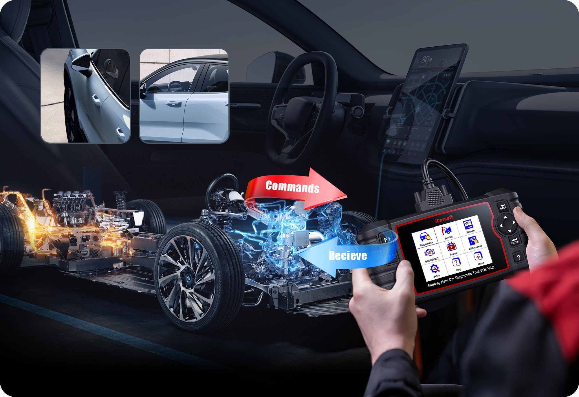 iCarsoft VOL V3.0 – Professionelles Diagnosegerät für Autos, kompatibel mit Volvo und Saab