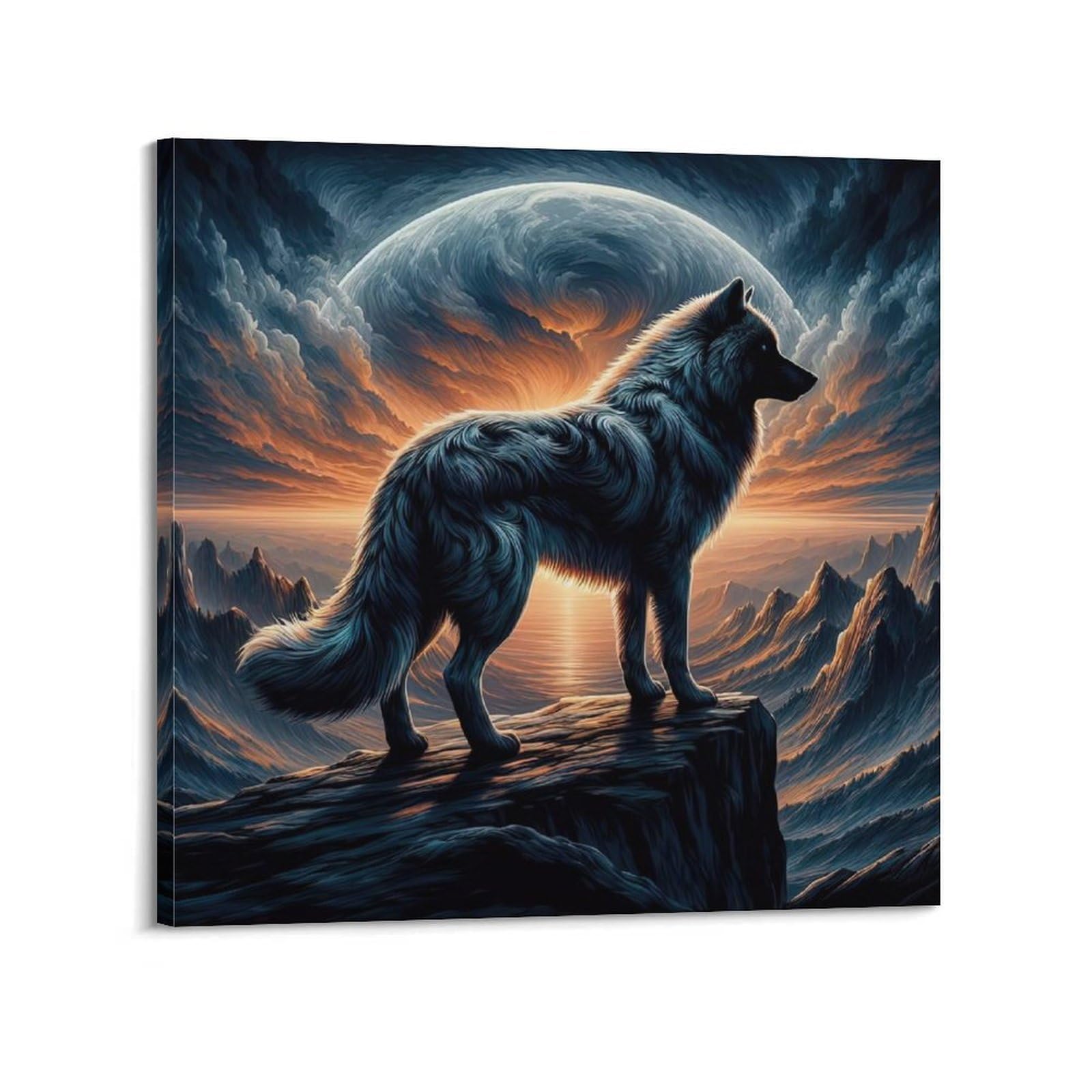 WZKTCL Animal Artwork Poster The Wolf on The Mountaintop Poster Decorative Painting Canvas Wall Posters And Art Picture Print Modern Family Bedroom Decor Posters 28x28inch(70x70cm)