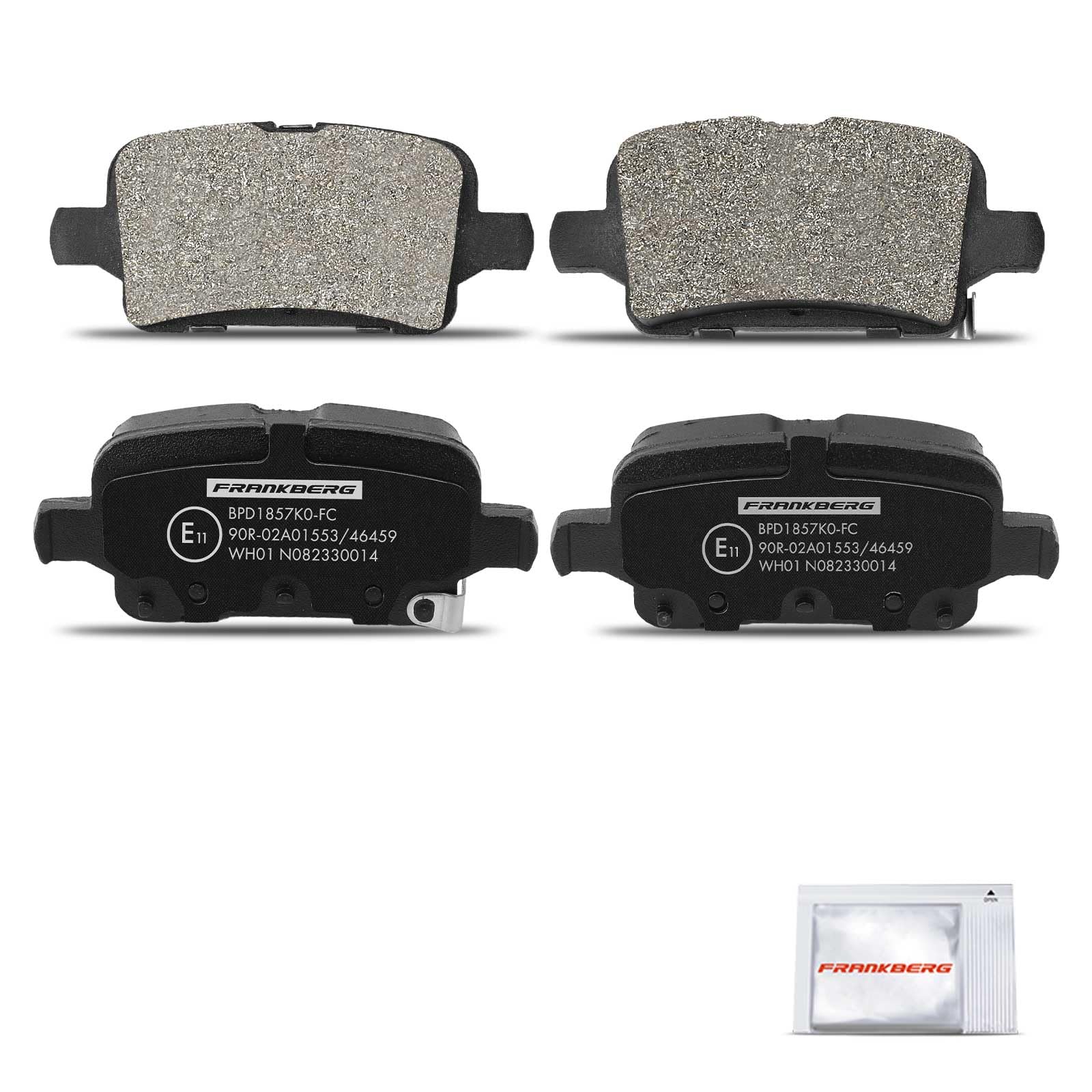 Frankberg Zestaw klocków hamulcowych zawierający 4 klocki hamulcowe tylne kompatybilne z Astra K Sports Tourer B16 Astra K B16 Insignia B Sports Tourer Z18 Replace# 39037199, 95526568