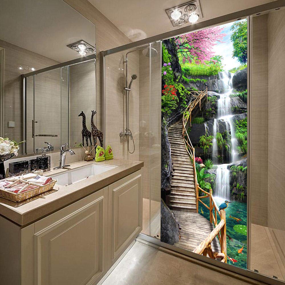 Adesivo 3D Per Porte Interni 77x200cm – Effetto Recinto Con Cascata | Decorazione Murale Rimovibile Per Casa, Camera Da Letto, Soggiorno