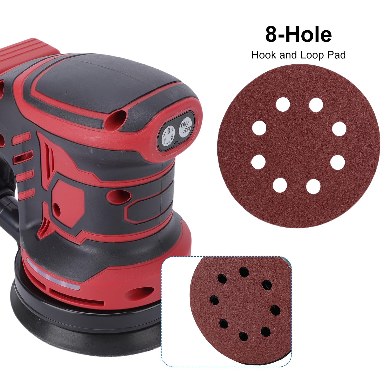 Asixxsix Lijadora orbital aleatoria de 5 pulgadas, lijadora eléctrica de mano de 300 W con 3 velocidades (7000/9500/11000 rpm) y bolsa para recoger el polvo, para pulir coches y muebles.