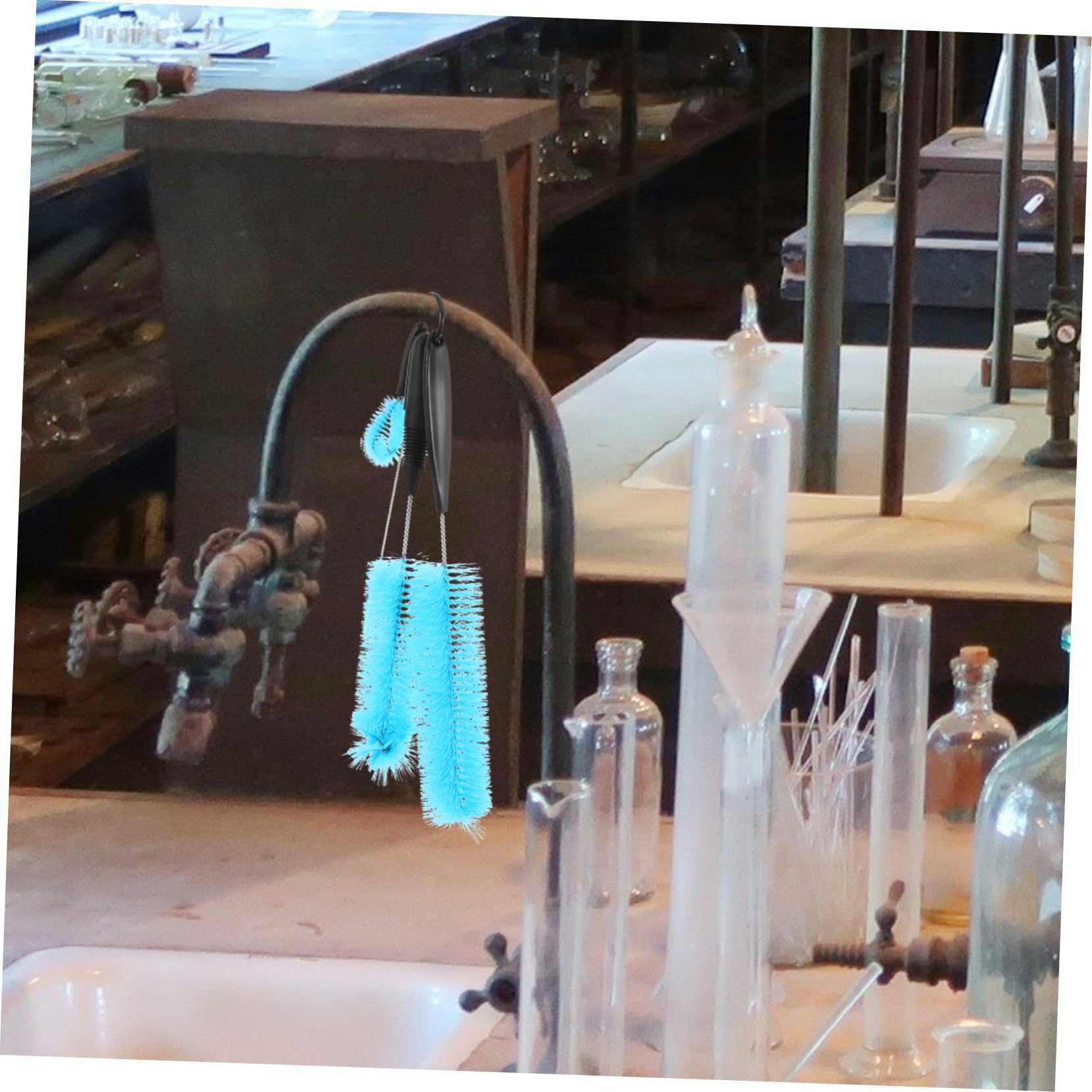 FUNOMOCYA 4pcs Long Handle Brush Cleaning Scrub Brush Water Bottles Waterbottle Water Bottle Clean Brush Cleaning Brush Water Cup Brush Cup Washing Brush Blue 304 Stainless Steel