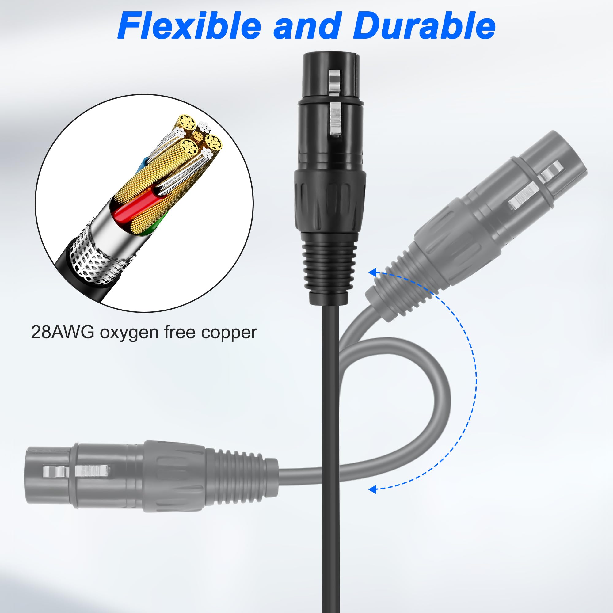 XMSJSIY XLR to RJ45 Adapter Cable DMX 5 Pin XLR Male & Female to RJ45 Female Network Ethernet Connector Extension Cable Compatible with DMX-CON Controller Series - Image 3