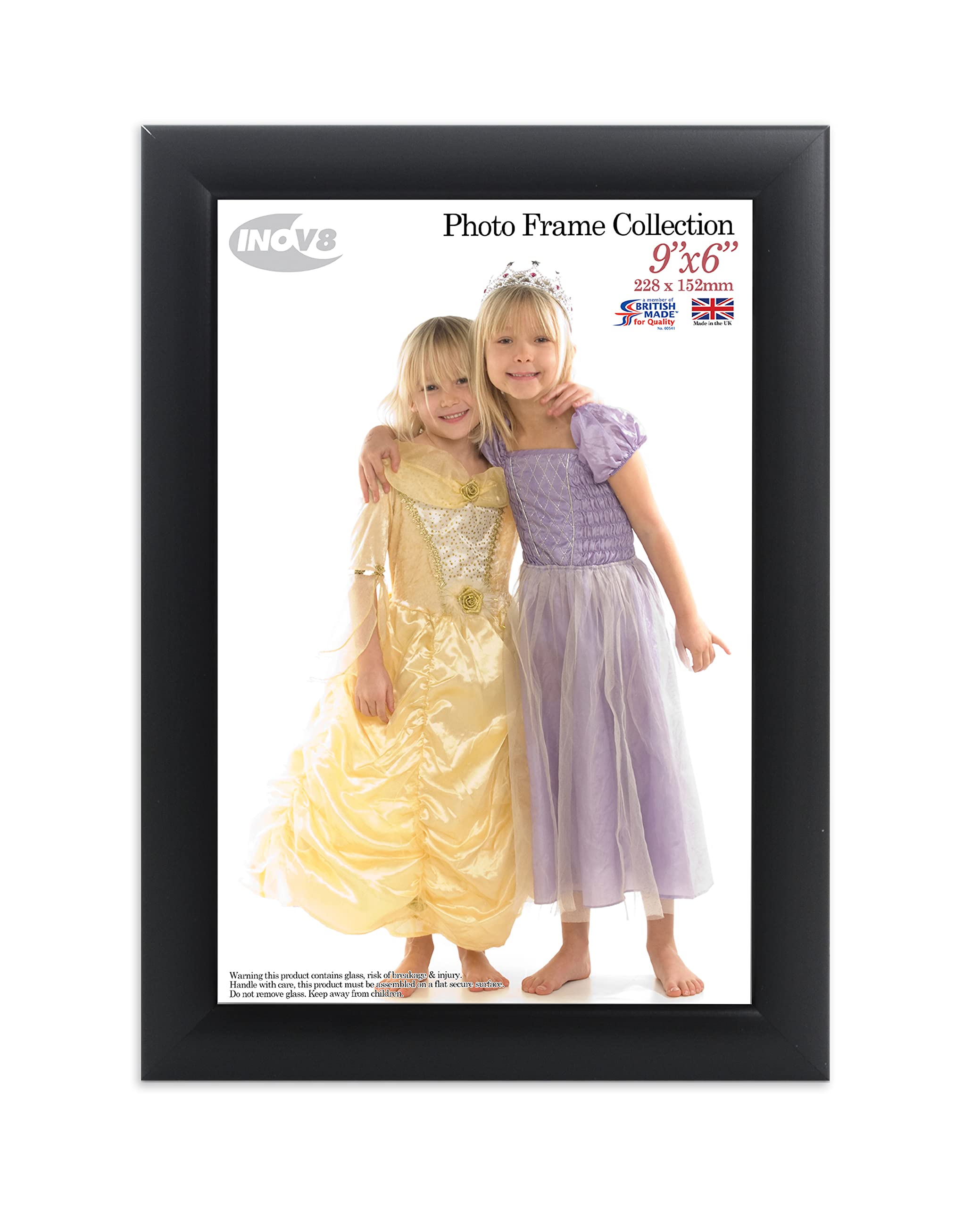 Inov8 British Made Traditional Picture/Photo Frame, 9x6-inch, Black Ash