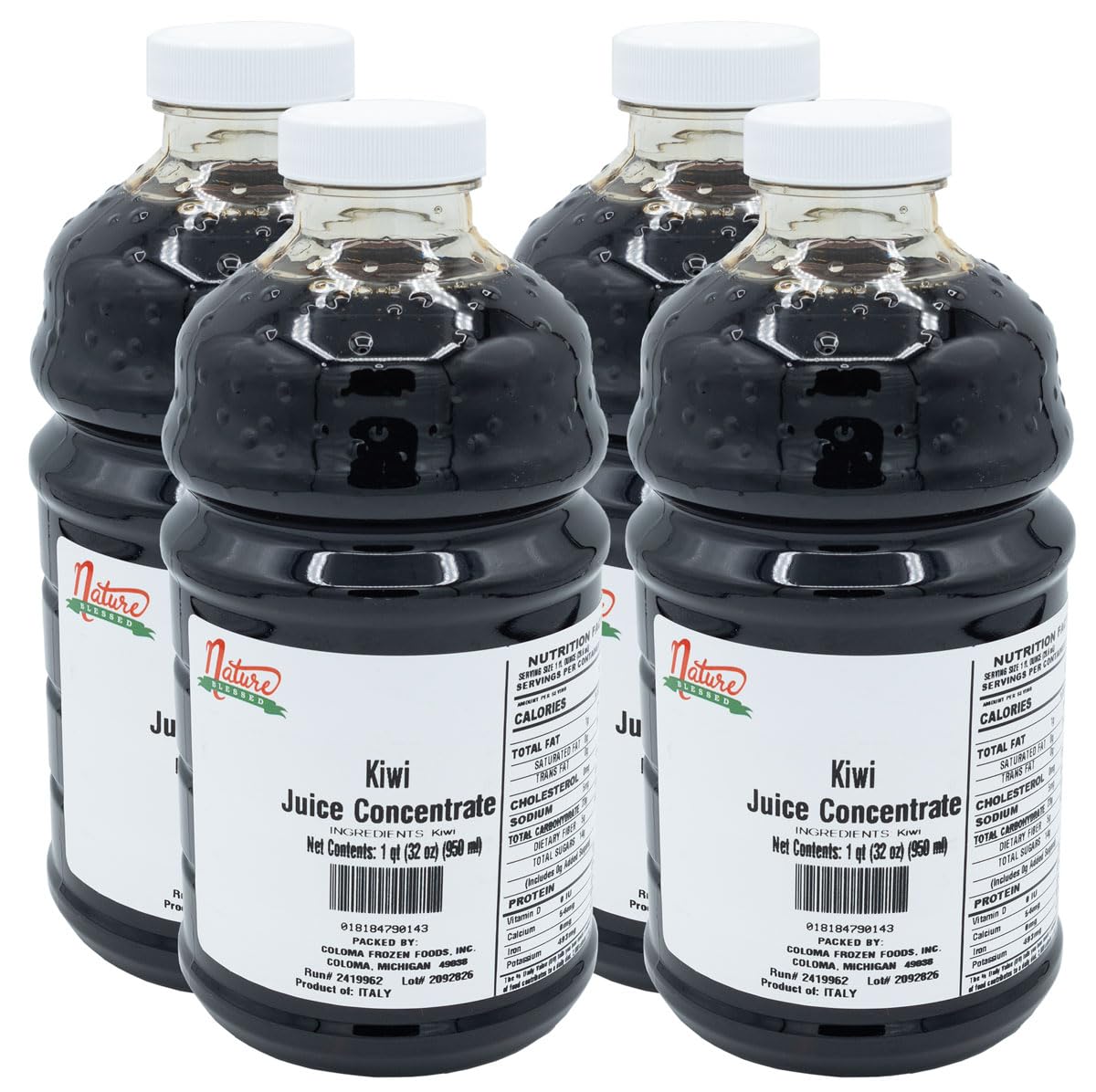 Nature Blessed 100% Pure Kiwi Fruit Juice Concentrate - 4 Quarts (4/32 fl oz bottles), Great for Home Vintners, Brewing Beer, Cider, Spirits,
