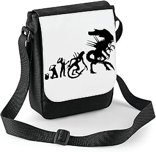 bubbleshirt Mini Borsa a Tracolla Alien Evolution - Humor - Idea Regalo -Tracolla Regolabile - Misura 18x22 cm