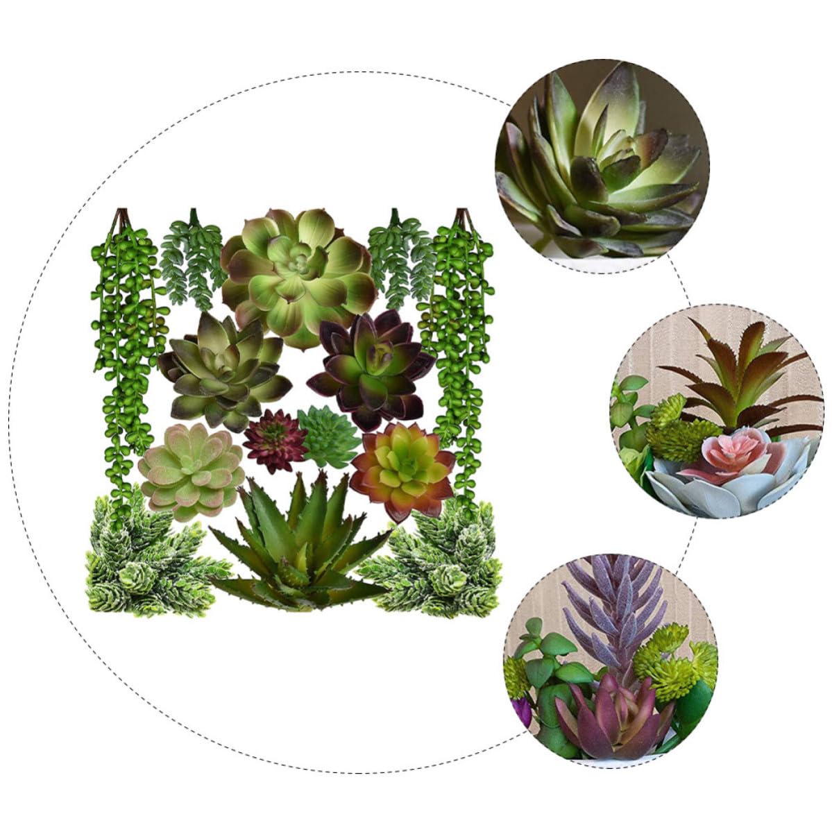 Lot de 14 Fausses Plantes Succulentes Vertes Créatives en PVC PE, Légères Entretien, pour Décoration Intérieure et Accessoires Photo Plusieurs Styles