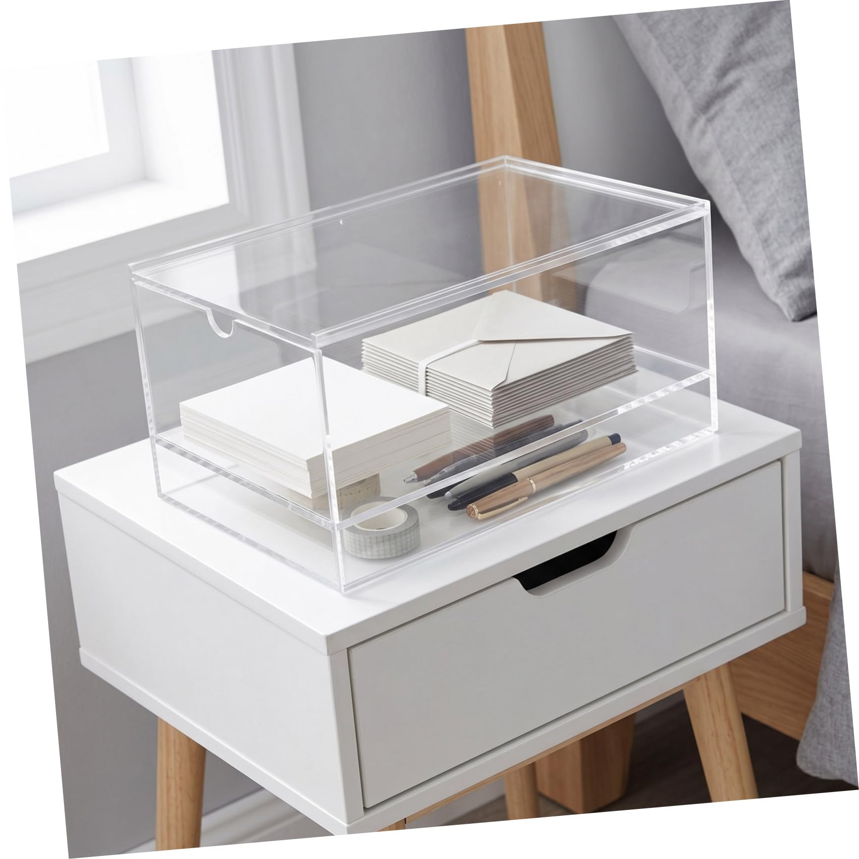 Scatola in Acrilico Trasparente per Tessere Mahjong e Carte | Design a Doppio Strato con Coperchio Scorrevole, Bordo Arrotondato, per Serate di Gioco e Scaffali