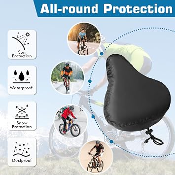 Zacro Bike Seat Rain Cover Waterproof, 2 Pack Bike Seat Cushion Protector, Sun Dust Snow Protection, Washable Bicycle Seat Cover for City & Casual Bikes