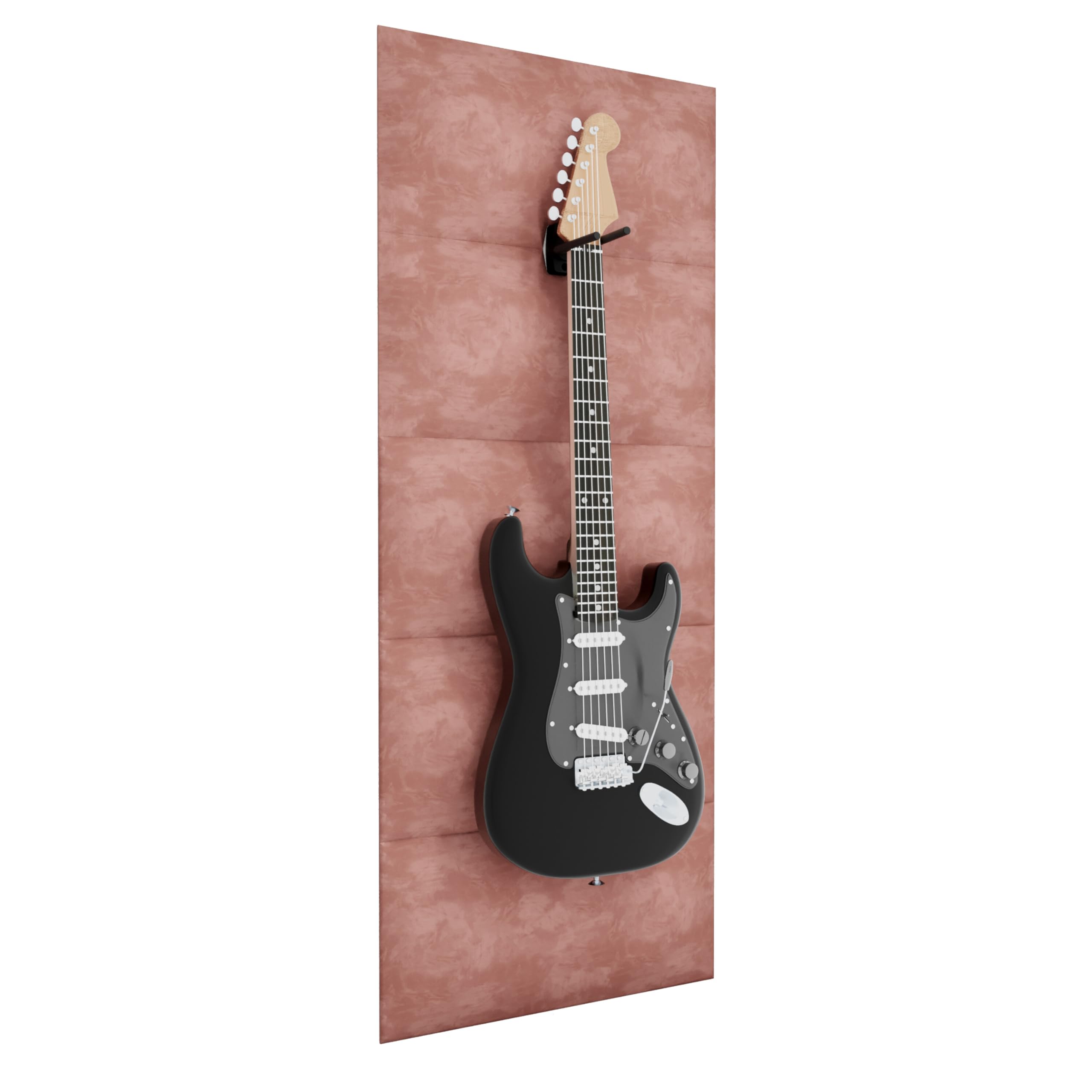 Uchwyt ścienny do gitary z panelami akustycznymi - dźwiękochłonny wyświetlacz ścienny do gitar elektrycznych - pasuje do Gibson, Fender, PRS, Ibanez - zestaw akustyczny z aksamitną pianką z wieszakiem