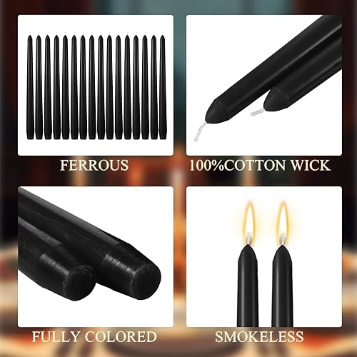 Miniatura 4 de MTLEE 16 velas cónicas de 10 pulgadas, velas cónicas a granel, sin humo y sin perfume, velas de larga combustión, cera de parafina con mechas de