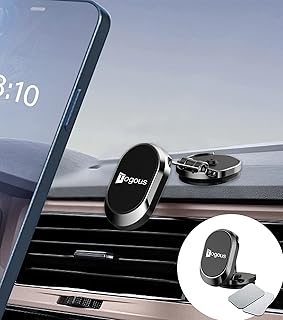 Magnetic Phone Holder for Car [6 Strong Magnets] Alloy Folding Magnetic Car Phone Holder, 360°Rotation Universal Dashboard Phone Holder Car Mount Compatible with iPhone All Phones
