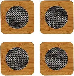 Kit 4 Peças Descanso de Panela em Bambu com Proteção Térmica Design Moderno Protege a Mesa de Panela e Travessa Quente Descanso de Bule de Chá e Chaleira 16,5 cm