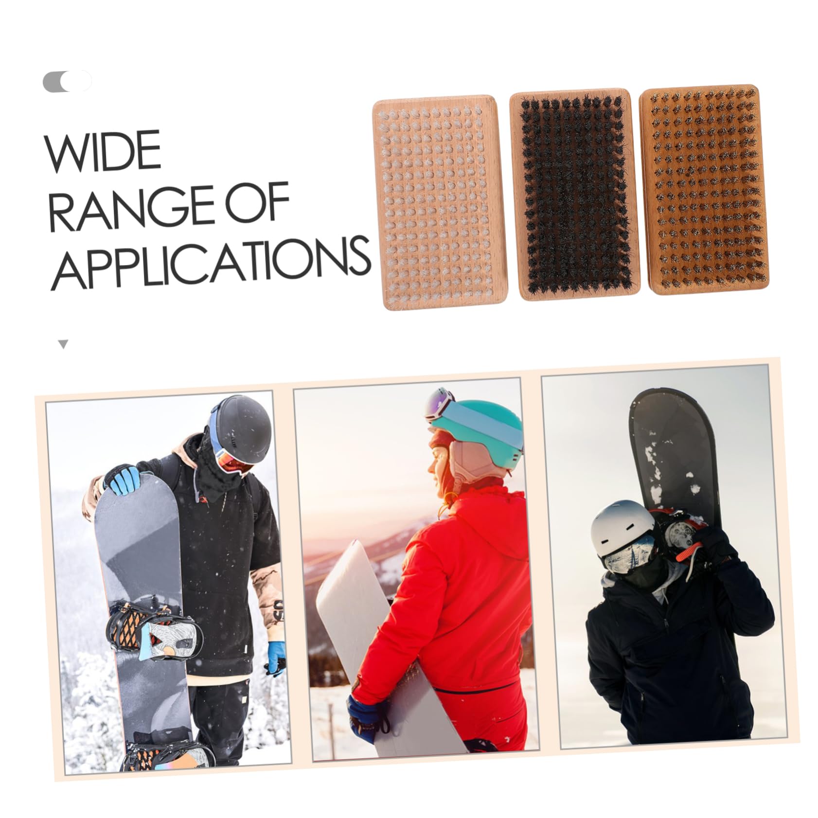 ibasenice Spazzola Lucidante Manuale per Cera Sci e Snowboard Setole in Filo di Rame, Nylon e Crine di Cavallo, Set 3 Pezzi Compatto per Pulizia Profonda e Preparazione alla Sciolinatura,