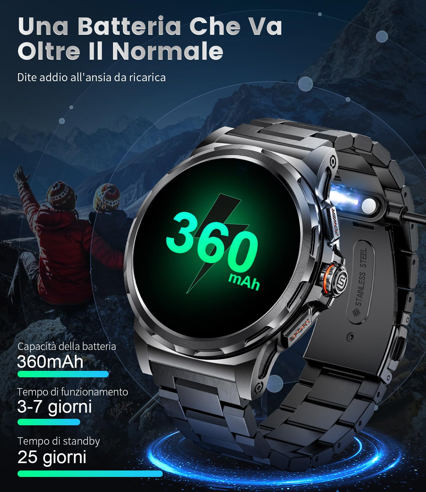 ESFOE 2024 Smartwatch Uomo, Orologio Intelligente Fitness con Chiamate Bluetooth,1.43" AMOLED Militari Smart Watch Tracker Attività con 100+ Modalità Sportive per Cardiofrequenzimetro,SpO2,Android iOS