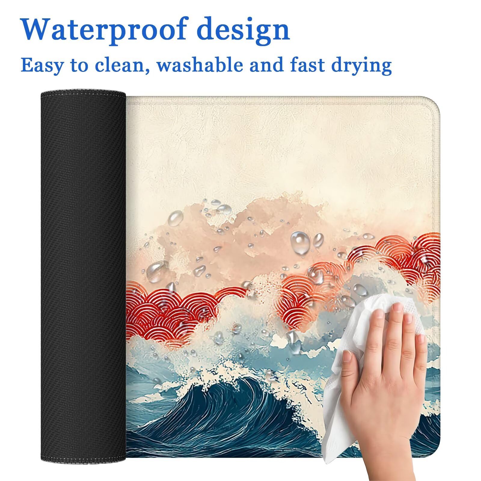 Podkładka pod mysz do gier, japońska podkładka pod mysz XXL 1200 x 600 mm, podkładka pod mysz na biurko ze szwami na krawędziach, podkładka pod mysz wodoodporna antypoślizgowa krajobrazowa do