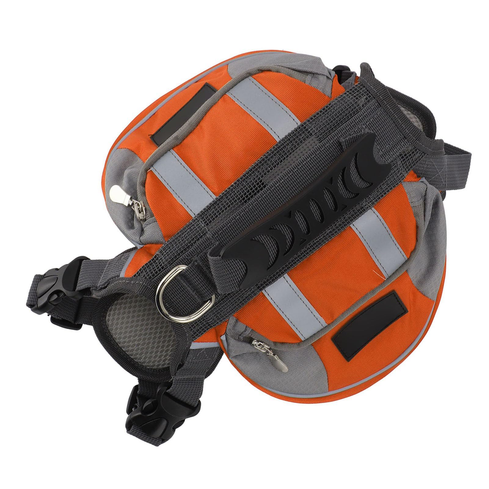 Sac à Dos pour Chien, Sac de Selle à Rayures Réfléchissantes, Facile à Porter, Sacoche Multifonction Portable en Tissu Oxford pour la Randonnée (Orange)